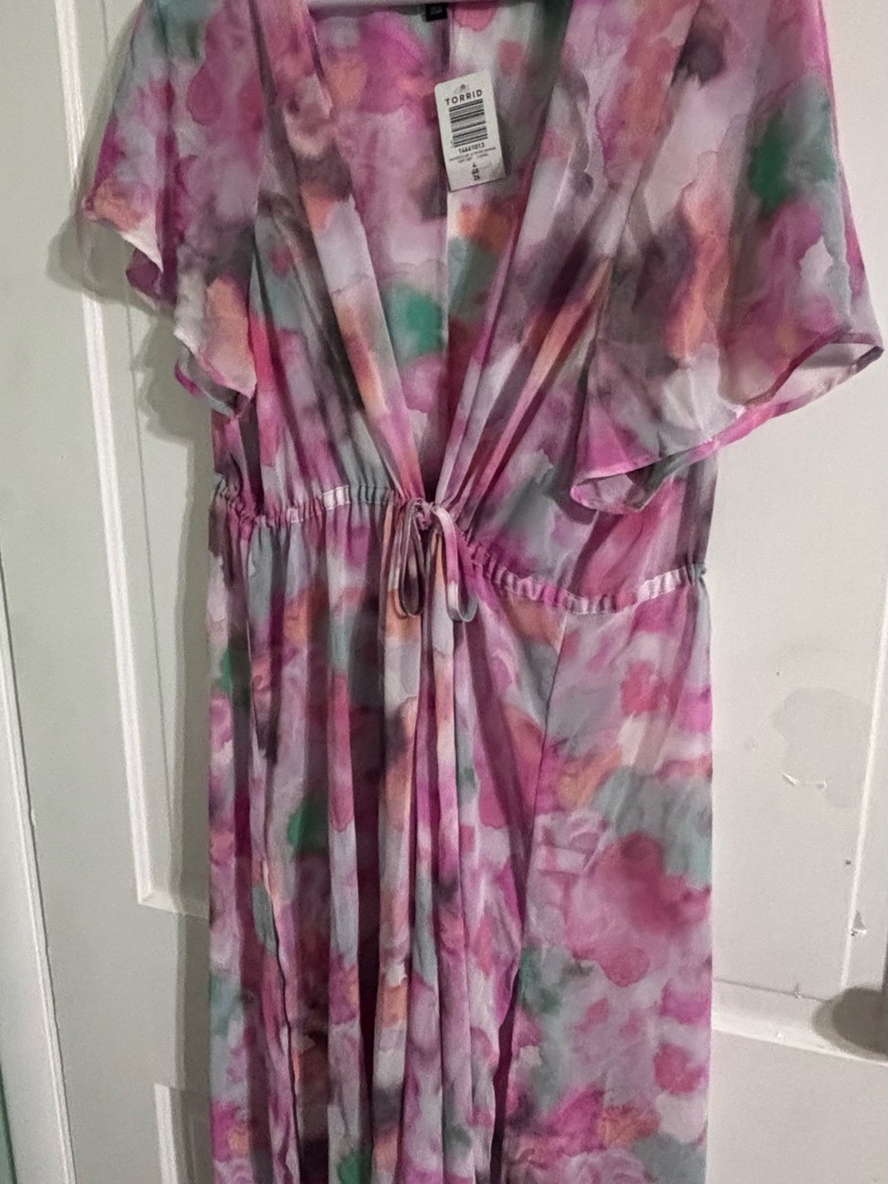 Torrid Pink Multi Watercolor Wrap Maxi size 4x